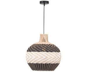 Pacific Lifestyle Rattan Pendant Light Black Natural Woven Boho Lampshade | Handwoven natural rattan with a monochrome pattern that lets shards of light through for a bright, airy feel