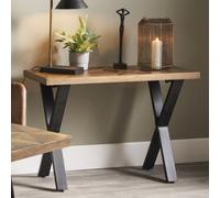 Pacific Lifestyle Recycled Mango Wood Console Table With Brass Metal Inlay And Cross Legs 108Cm, Lakota