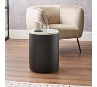 Pacific Lifestyle Remy White Marble Effect And Black Metal Storage Side Table