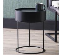 Pacific Lifestyle Round Black Wood Storage Table With Metal Legs