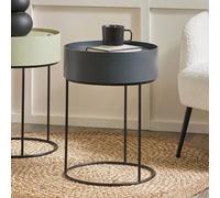 Pacific Lifestyle Round Dark Grey Wood Storage Table With Metal Legs