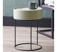 Pacific Lifestyle Round Sage Green Wood Storage Table With Metal Legs
