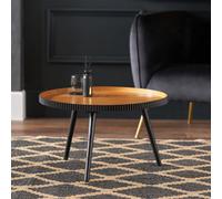 Pacific Lifestyle Round Tripod Wood Coffee Table With Ribbed Edge