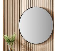 Pacific Lifestyle Round Wall Mirror Black Metal Slim Frame 100Cm Contemporary