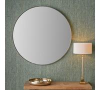 Pacific Lifestyle Round Wall Mirror Silver Metal Slim Frame 100Cm Contemporary