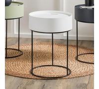 Pacific Lifestyle Round White Wood Storage Table With Metal Legs