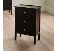 Pacific Lifestyle Satin Black Wood 3 Drawer Bedside Unit