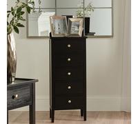 Pacific Lifestyle Chelmsford 5 Drawer Satin Black Pine Wood Chest of Drawers - Wilko