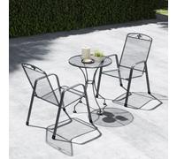 Pacific Lifestyle Savoy Grey Metal Mesh Bistro Set For 2 Patio Table And Chairs