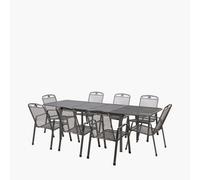 Pacific Lifestyle Savoy Outdoor Mesh 8 Seater Dining Set Extendable Table And Chairs Garden Furniture