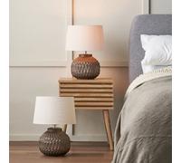 Pacific Lifestyle Set Of 2 Anneli Bronze Aztec Texture Ceramic Table Lamp