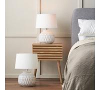 Pacific Lifestyle Set Of 2 Anneli Warm White Aztec Texture Ceramic Table Lamp