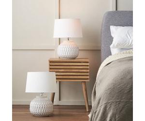 Pacific Lifestyle Set Of 2 Anneli Warm White Aztec Texture Ceramic Table Lamp
