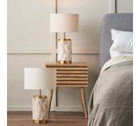 Pacific Lifestyle Set Of 2 Carrara Natural Stone Effect Ceramic Table Lamp