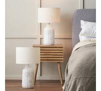 Pacific Lifestyle Set Of 2 Flora White Floral Ceramic Table Lamp