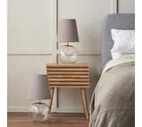 Ruma Set of 2 Hallie Clear Glass & Grey Shade Table Lamp Ruma Grey