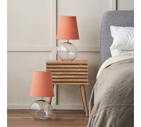 Pacific Lifestyle Set Of 2 Hallie Clear Glass And Terracotta Shade Table Lamp