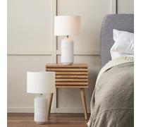 Pacific Lifestyle Set Of 2 Meribel White Geo Textured Tall Ceramic Table Lamp