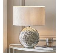 Silver Dot Textured Ceramic Table Lamp, Silver
