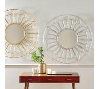 Pacific Lifestyle Silver Metal Cane Design Round Wall Mirror