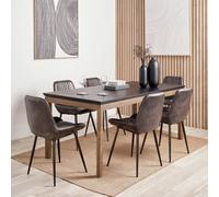 Pacific Lifestyle Six Seater Black And Natural Acacia Wood Dining Table