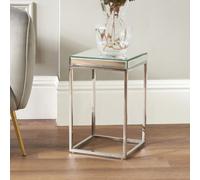 Pacific Lifestyle Small Mirrored Glass Square Side Table With Silver Metal Frame 48Cm, Elysee