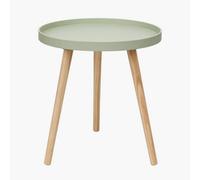 Pacific Lifestyle Small Round Sage Green Side Table With Wooden Tripod Legs For Small Corners