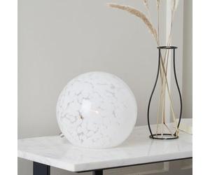 Pacific Lifestyle Speckled White Glass Spherical Table Lamp | Minimalist Glass Orb Lamp for Bedside Tables | Living Room Cosy Glass Table Lamp