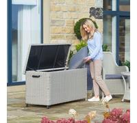 Pacific Lifestyle Stone Grey Small Rattan Storage Box Rectangular Cushion Box