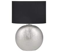 Textured Ceramic Table Lamp With Lampshade Ruma Silver One Size