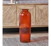 Pacific Lifestyle Tall Ribbed Vase In Orange Recycled Glass
