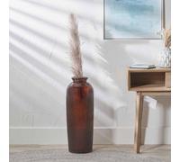 Pacific Lifestyle Tall Ribbed Vase In Pecan Brown Recycled Glass