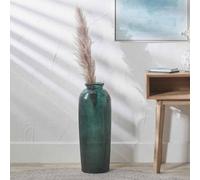 Pacific Lifestyle Tall Ribbed Vase In Sea Green Recycled Glass