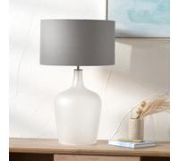 Pacific Lifestyle Tamsin E27 White Frosted Glass Bottle Table Lamp Grey Shade (H)59Cm