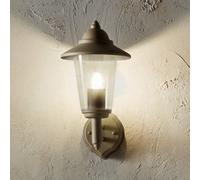 Pacific Lifestyle Taupe Metal Curved Glass Lantern Wall Uplighter