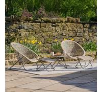 Pacific Lifestyle Tobs 5-Piece Foldable Rattan Garden Furniture Set With Chairs, Footstools & Glass Table