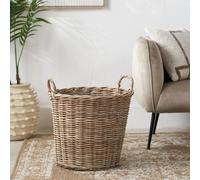 Pacific Lifestyle Tobs Grey Kubu Rattan Round Floor Basket