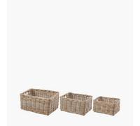 Pacific Lifestyle Tobs Grey Kubu Rectangular Storage Baskets Set Of 3