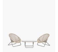 Pacific Lifestyle Tobs Pe Rattan Bistro Set Foldable Natural Outdoor Garden Chairs And Tempered Glass Table