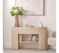 Pacific Lifestyle Travertine Effect Curved Console Table With 1 Drawer And 2 Open Shelves 120Cm, Tivoli