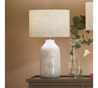 White Floral Ceramic Table Lamp, White
