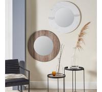 Pacific Lifestyle White Marble Effect Wood Veneer Round Wall Mirror