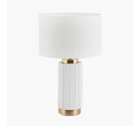 Pacific Lifestyle Ceramic Textured Table Lamp with Shade | Modern Lamps for Living Room | Elegant Art Deco Table Lamp for Bedroom Bedside Tables (White)