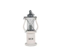 Pacific Lifestyle White Washed Antique Lantern | Miners Oil Lamp Victorian Lamp Shabby Chic Nautical Wooden Washed Rustic Table Lamps for Living Room (White)