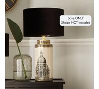 Pacific Lifestyle Wren Black And Cream Building Print Tall Ceramic Table Lamp Base