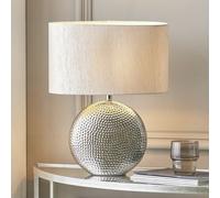 Silver Dot Textured Ceramic Table Lamp, Silver