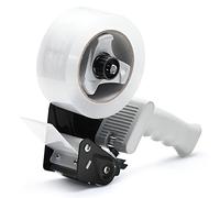 Pacific Mailer Packing Tape Dispenser Gun, 2 Inch Tape Gun Dispenser with 2 Inch Carton Packing Tape, Lightweight Industrial Side Loading Tape Dispenser - Black