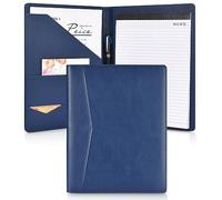 Pacific Mailer Padfolio Portfolio Leather Binder, Interview Legal Document Organizer, Business Card Holder Included Letter Sized Writing Pad [Blue, Piano Noir Faux Leather Matte Finish]