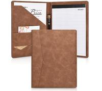 Pacific Mailer Padfolio Portfolio Leather Binder, Interview Legal Document Organizer, Business Card Holder Included Letter Sized Writing Pad [Brown, Piano Noir Faux Leather Matte Finish]
