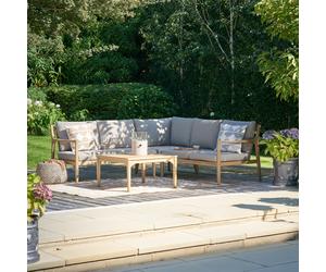 Pacific Malta 5 Seater Wooden Garden Corner Sofa Set-Natural